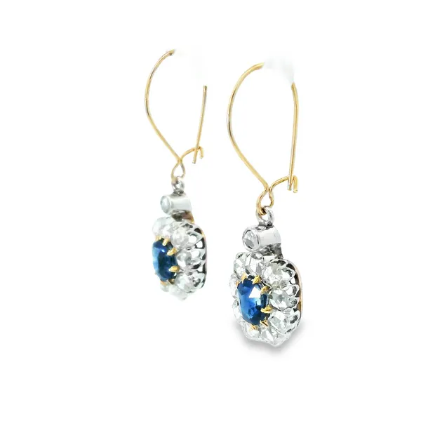 14K Two Tone Gold Victorian Sapphire Earrings Image 4 Monarch Jewelry Winter Park, FL