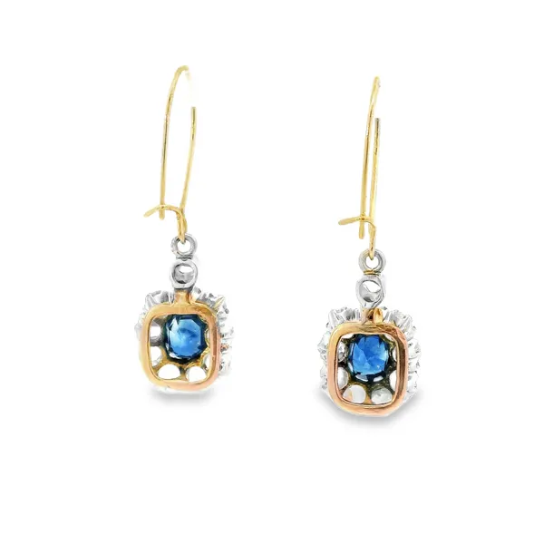 14K Two Tone Gold Victorian Sapphire Earrings Image 5 Monarch Jewelry Winter Park, FL