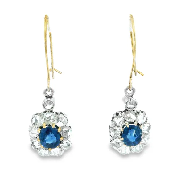 14K Two Tone Gold Victorian Sapphire Earrings Monarch Jewelry Winter Park, FL