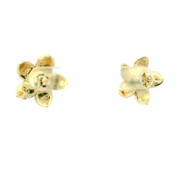 14K Yellow Gold Black Pearl Plumeria Earrings Image 5 Monarch Jewelry Winter Park, FL