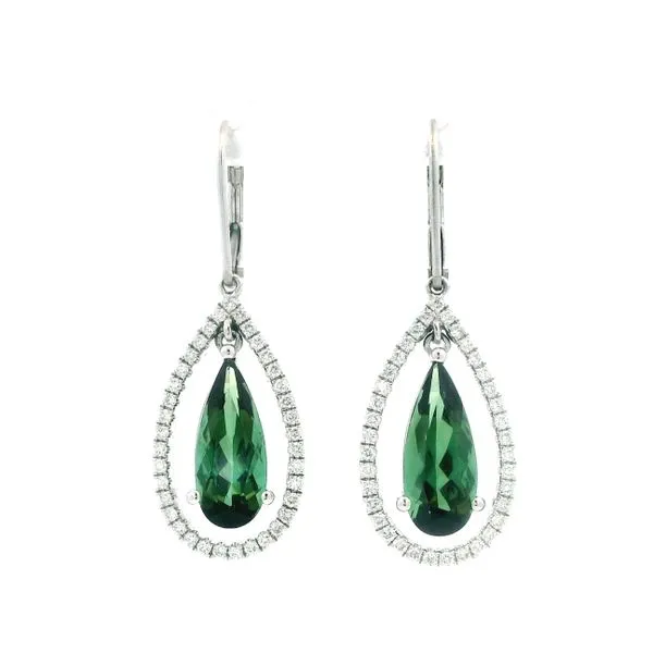 Tourmaline Diamond 18K White Gold Leverback Earrings Monarch Jewelry Winter Park, FL