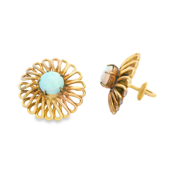 Vintage Opal Yellow Gold Earrings Image 2 Monarch Jewelry Winter Park, FL