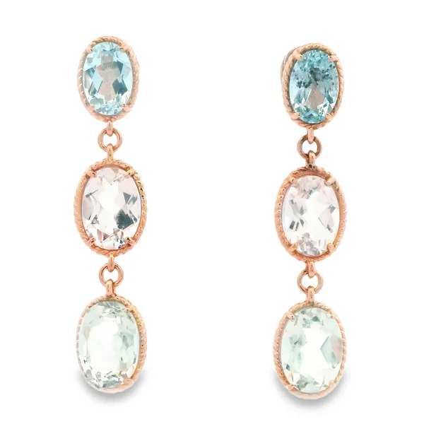14K Rose Gold Aquamarine Drop Earrings Monarch Jewelry Winter Park, FL