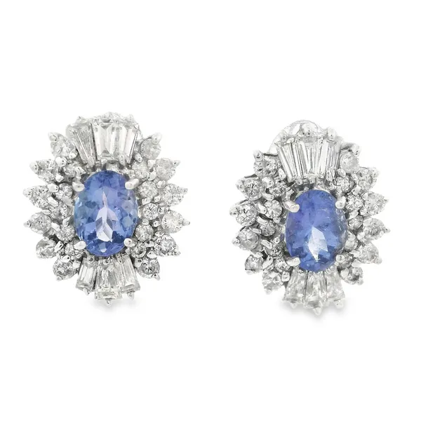 Tanzanite Diamond Halo Earrings Monarch Jewelry Winter Park, FL