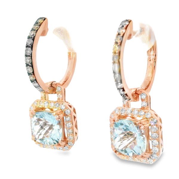 14Karat Rose Gold Aquamarine Drop Earrings Image 2 Monarch Jewelry Winter Park, FL