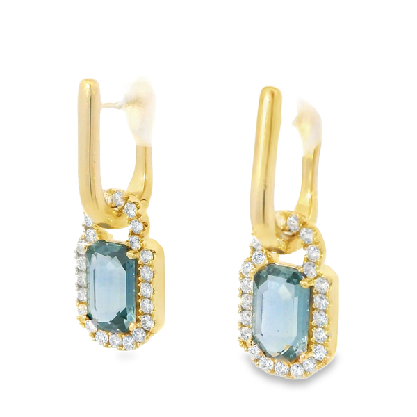 Sapphire and Diamond Contemporary Gold Earrings Image 2 Monarch Jewelry Winter Park, FL