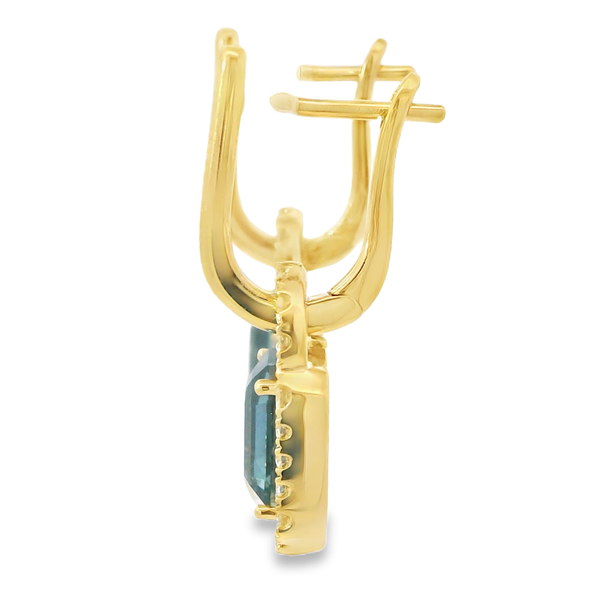 Sapphire and Diamond Contemporary Gold Earrings Image 3 Monarch Jewelry Winter Park, FL