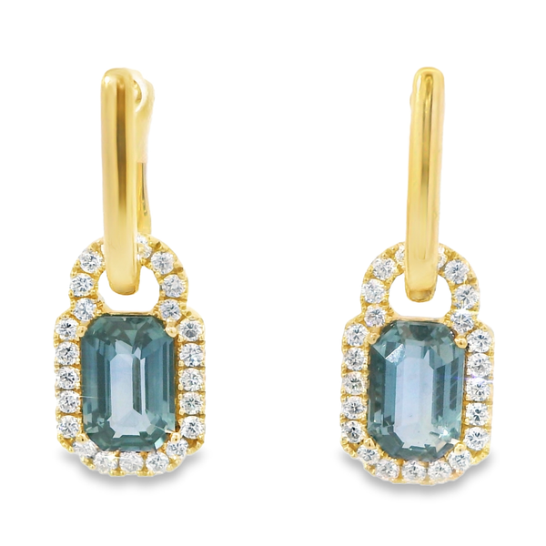 Sapphire and Diamond Contemporary Gold Earrings Monarch Jewelry Winter Park, FL