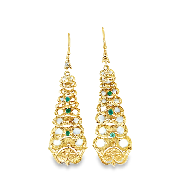 Emerald Engraved Victorian Gold Earrings Monarch Jewelry Winter Park, FL