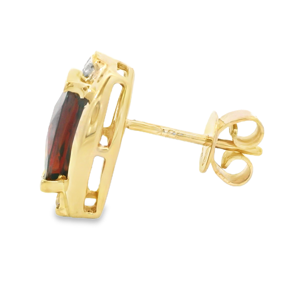 Garnet and Diamond Victorian Gold Earrings Image 3 Monarch Jewelry Winter Park, FL