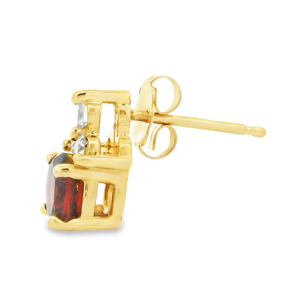 Garnet and Diamond Friction Gold Earrings Image 3 Monarch Jewelry Winter Park, FL