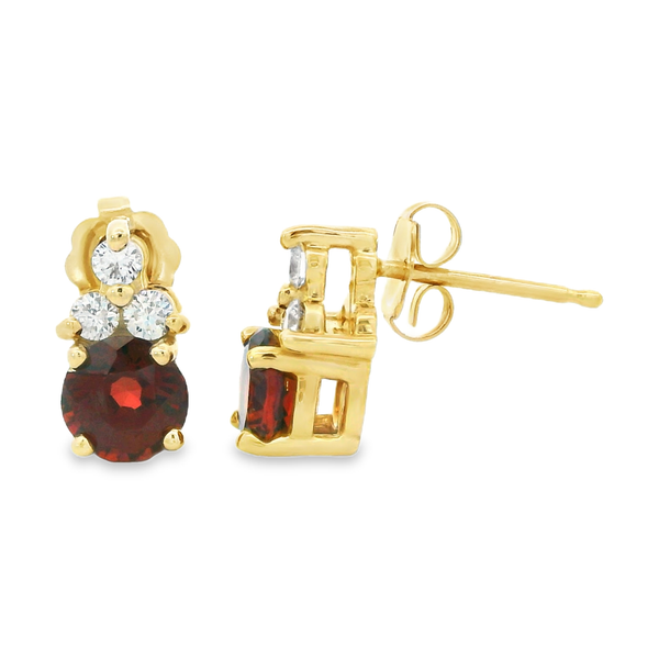 Garnet and Diamond Friction Gold Earrings Monarch Jewelry Winter Park, FL