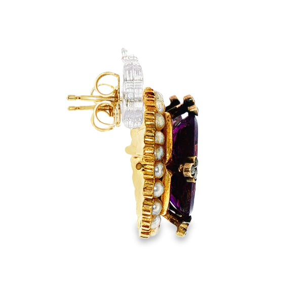 14K Yellow Gold Victorian Amethyst, Pearl, and Diamond Earrings Image 5 Monarch Jewelry Winter Park, FL