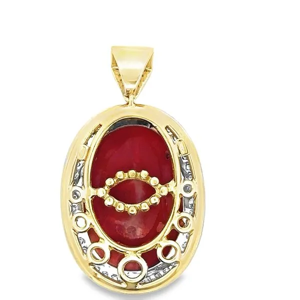 18KY Coral and Diamond Pendant 230-434 Image 3 Monarch Jewelry Winter Park, FL