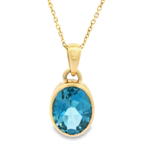 14K Yellow Gold London Blue Topaz Bezel Pendant Monarch Jewelry Winter Park, FL