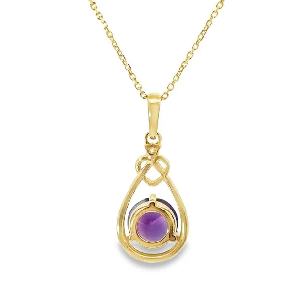 14K Yellow Gold Heart Amethyst Diamond Pendant Image 3 Monarch Jewelry Winter Park, FL