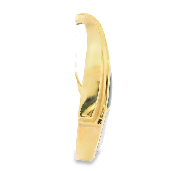 14K Yellow Gold Free Form Slide Pendant with Onyx and Mother of Pearl Image 3 Monarch Jewelry Winter Park, FL