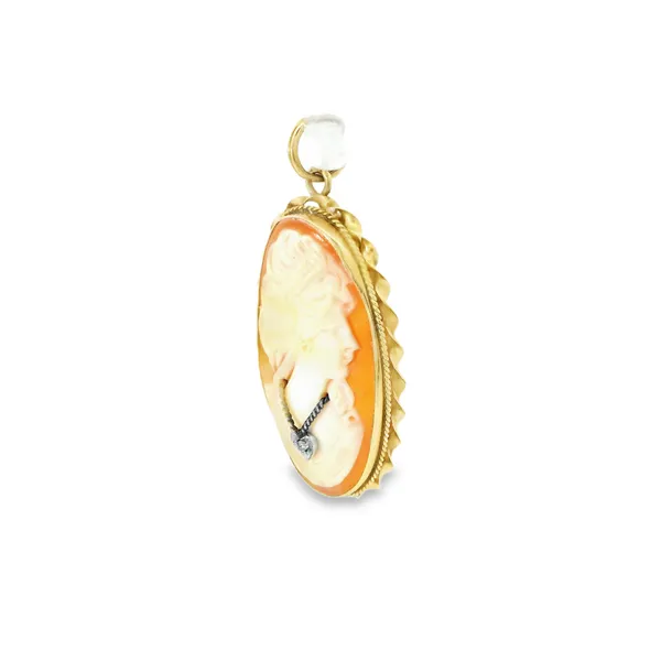 14K Yellow Gold Estate Retro Cameo Pendant Image 2 Monarch Jewelry Winter Park, FL