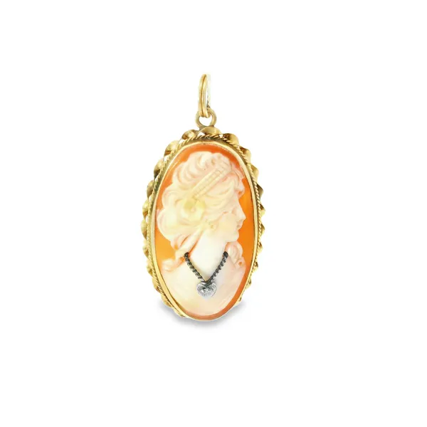 14K Yellow Gold Estate Retro Cameo Pendant Monarch Jewelry Winter Park, FL