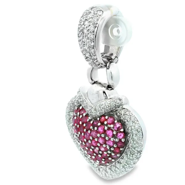 18K White Gold Diamond Ruby Heart Pendant Image 2 Monarch Jewelry Winter Park, FL