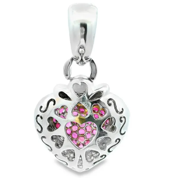 18K White Gold Diamond Ruby Heart Pendant Image 4 Monarch Jewelry Winter Park, FL