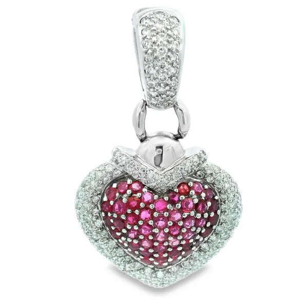 18K White Gold Diamond Ruby Heart Pendant Monarch Jewelry Winter Park, FL