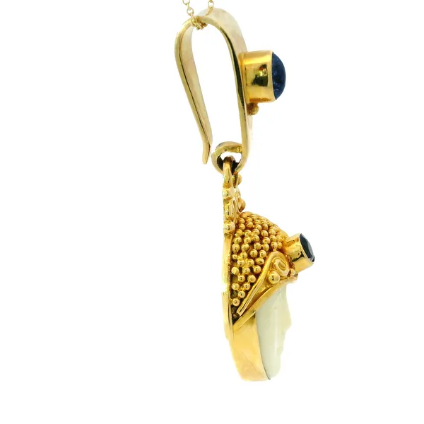 18K Yellow Gold Sajen Estate Ivory Mask Pendant Image 3 Monarch Jewelry Winter Park, FL