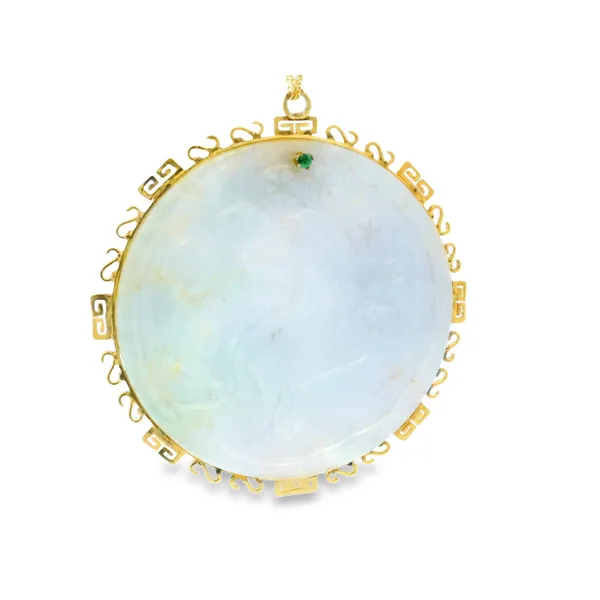 14K Yellow Gold Crane and Jade Pendant Monarch Jewelry Winter Park, FL
