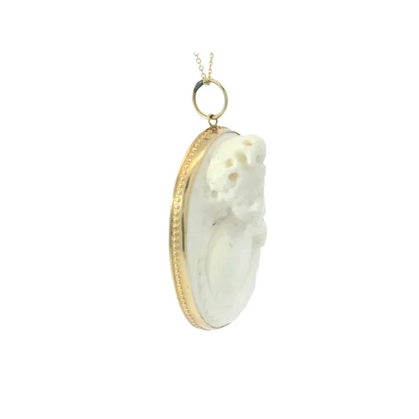 14K Yellow Gold Cameo Pendant with Young Girl Image 2 Monarch Jewelry Winter Park, FL