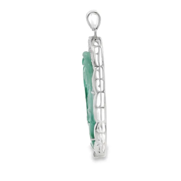 Platinum Large Guanyin Jade and Diamond Pendant Image 2 Monarch Jewelry Winter Park, FL