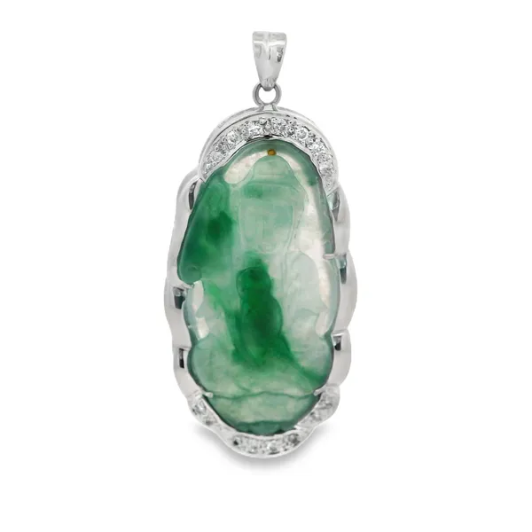 Platinum Large Guanyin Jade and Diamond Pendant Monarch Jewelry Winter Park, FL