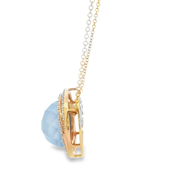 Rose Gold Chalcedony Halo Drop Pendant Image 3 Monarch Jewelry Winter Park, FL