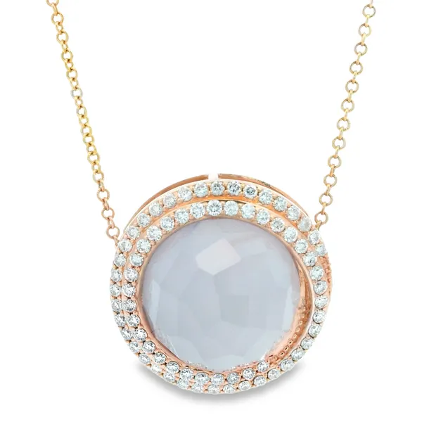 Rose Gold Chalcedony Halo Drop Pendant Monarch Jewelry Winter Park, FL