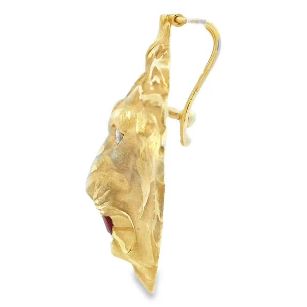14K Yellow Gold Lion Head Ruby Pendant Image 3 Monarch Jewelry Winter Park, FL