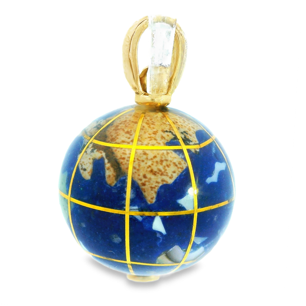 14K Yellow Gold Enameled Globe Pendant Image 2 Monarch Jewelry Winter Park, FL