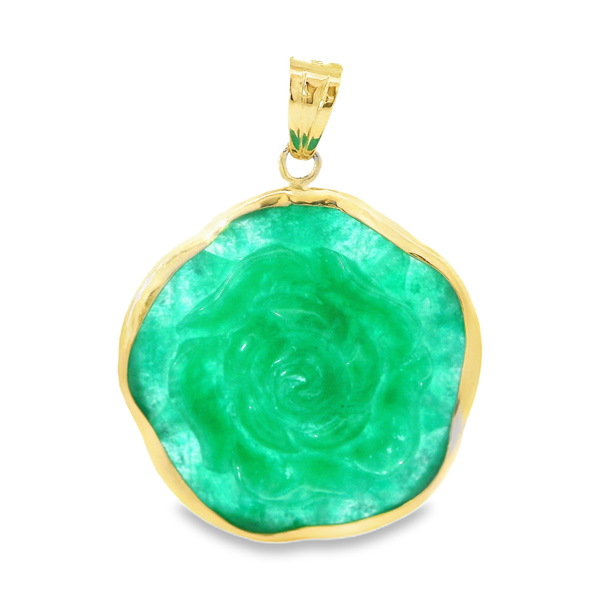 18K Yellow Gold Dyed Jade Flower Pendant Monarch Jewelry Winter Park, FL