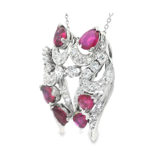 14K White and Palladium Ruby Diamond Wing Pendant Image 2 Monarch Jewelry Winter Park, FL