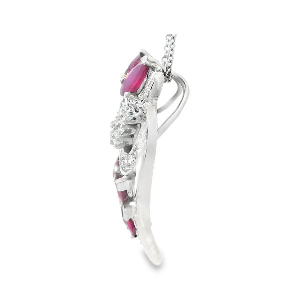 14K White and Palladium Ruby Diamond Wing Pendant Image 3 Monarch Jewelry Winter Park, FL