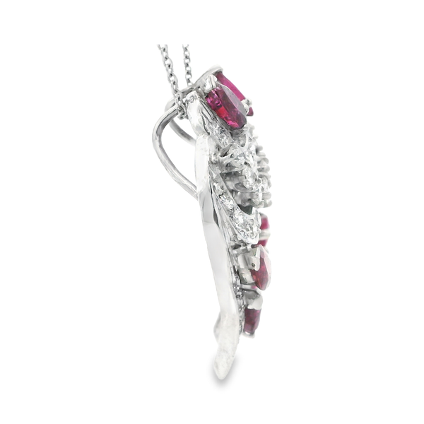 14K White and Palladium Ruby Diamond Wing Pendant Image 4 Monarch Jewelry Winter Park, FL