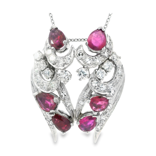 14K White and Palladium Ruby Diamond Wing Pendant Monarch Jewelry Winter Park, FL