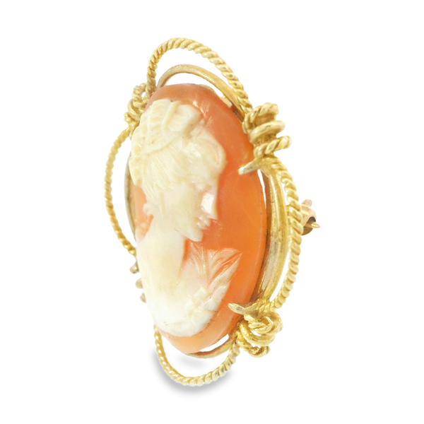 14K Yellow Gold Retro Lady Pendant with Pin Image 2 Monarch Jewelry Winter Park, FL