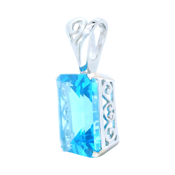 14K White Gold Sky Blue Topaz Pendant Image 2 Monarch Jewelry Winter Park, FL