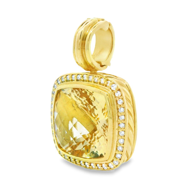 18K Yellow Gold Citrine Diamond Pendant Image 2 Monarch Jewelry Winter Park, FL