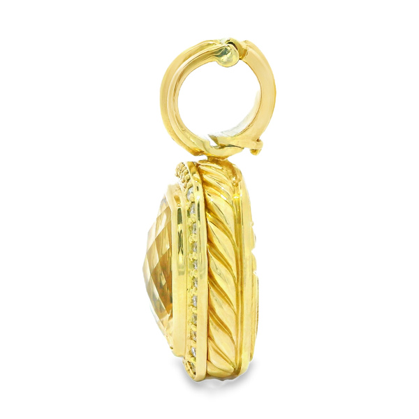 18K Yellow Gold Citrine Diamond Pendant Image 3 Monarch Jewelry Winter Park, FL