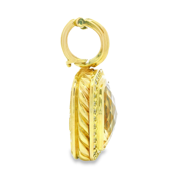 18K Yellow Gold Citrine Diamond Pendant Image 4 Monarch Jewelry Winter Park, FL