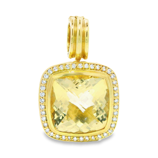 18K Yellow Gold Citrine Diamond Pendant Monarch Jewelry Winter Park, FL