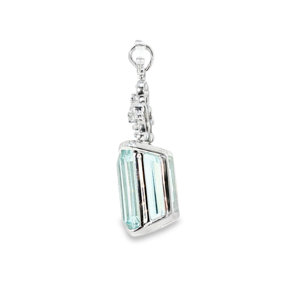 14K White Gold Aquamarine and Diamond Drop Pendant Image 3 Monarch Jewelry Winter Park, FL