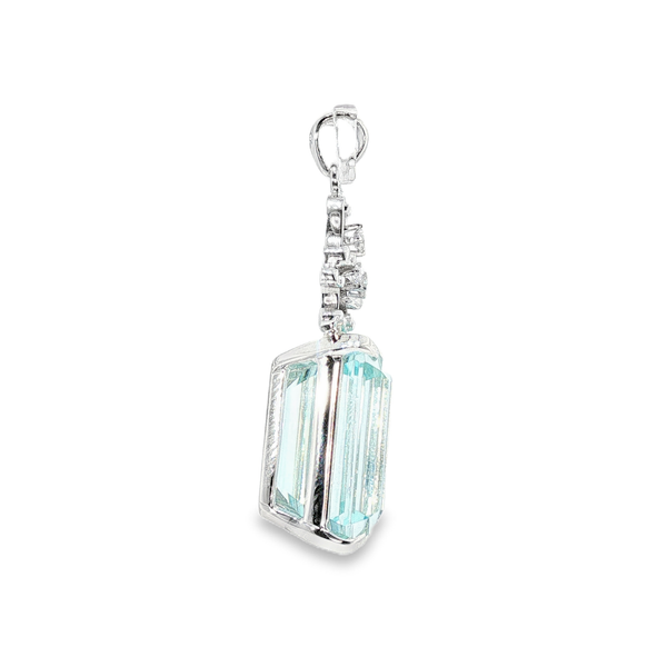 14K White Gold Aquamarine and Diamond Drop Pendant Image 4 Monarch Jewelry Winter Park, FL