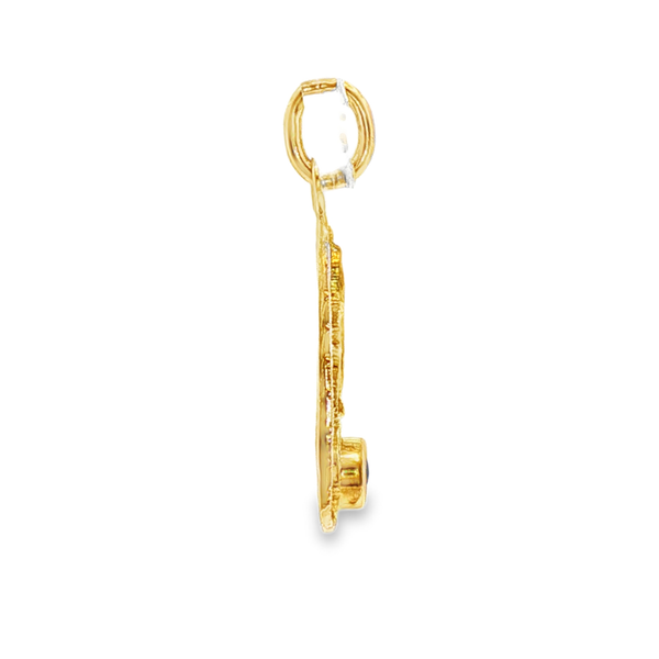 14K Yellow Gold Sapphire Milgrain Art Nouveau Pendant Image 4 Monarch Jewelry Winter Park, FL