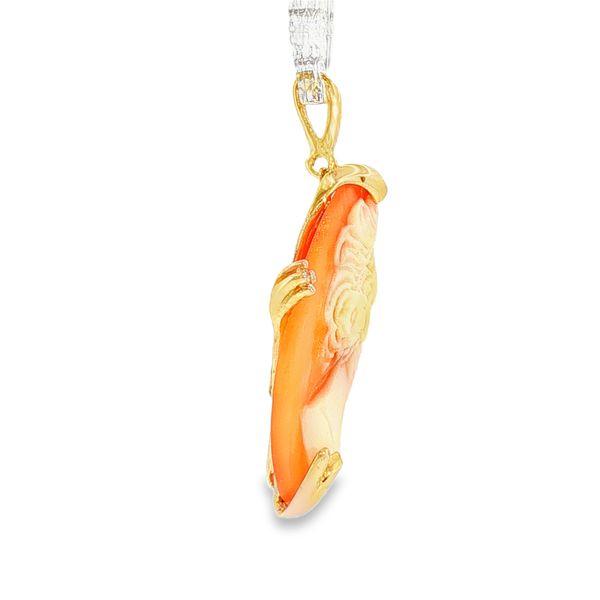 14K Yellow Gold Lady Cameo Pendant with Diamonds Image 3 Monarch Jewelry Winter Park, FL